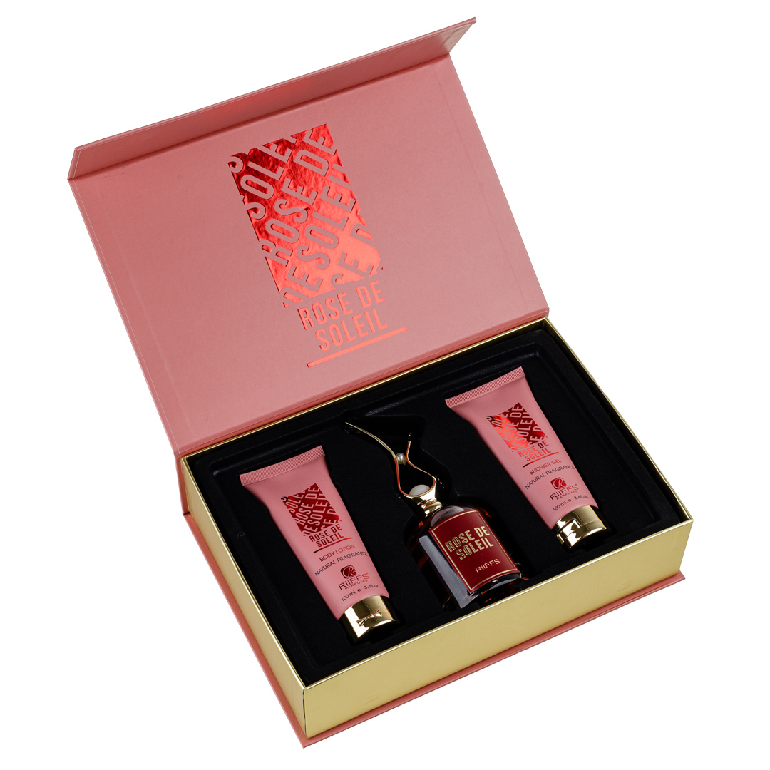 Set Cadou Rose De Soleil Apa de Parfum 100ml + Gel De Dus 100ml + Lotiune de corp 100ml, Riiffs